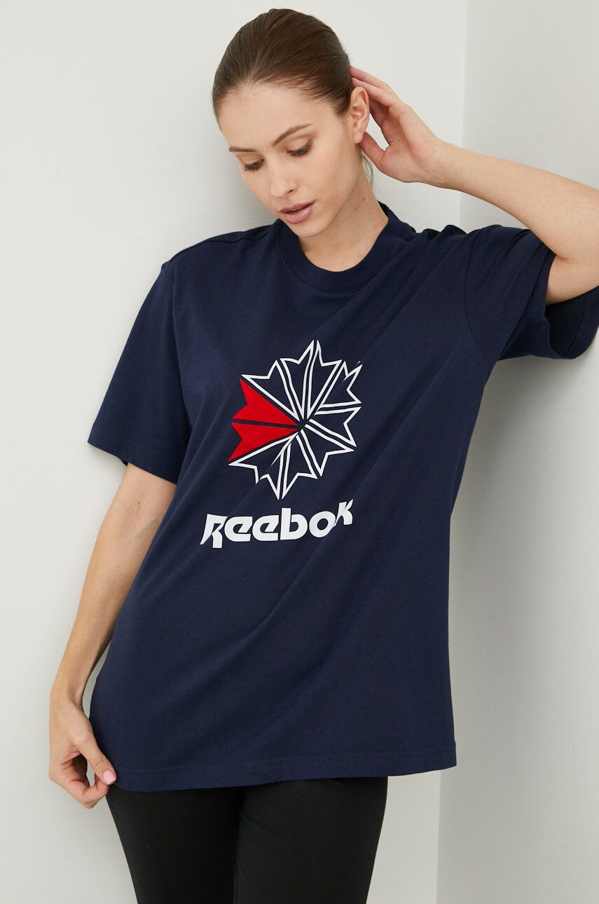 Reebok Classic Bombažen t-shirt mornarsko modra barva - Pepit.si