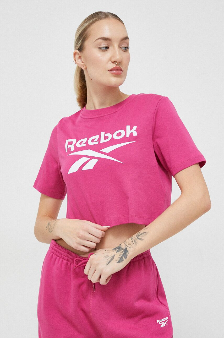 Reebok Kratka majica ženski roza barva - Pepit.si