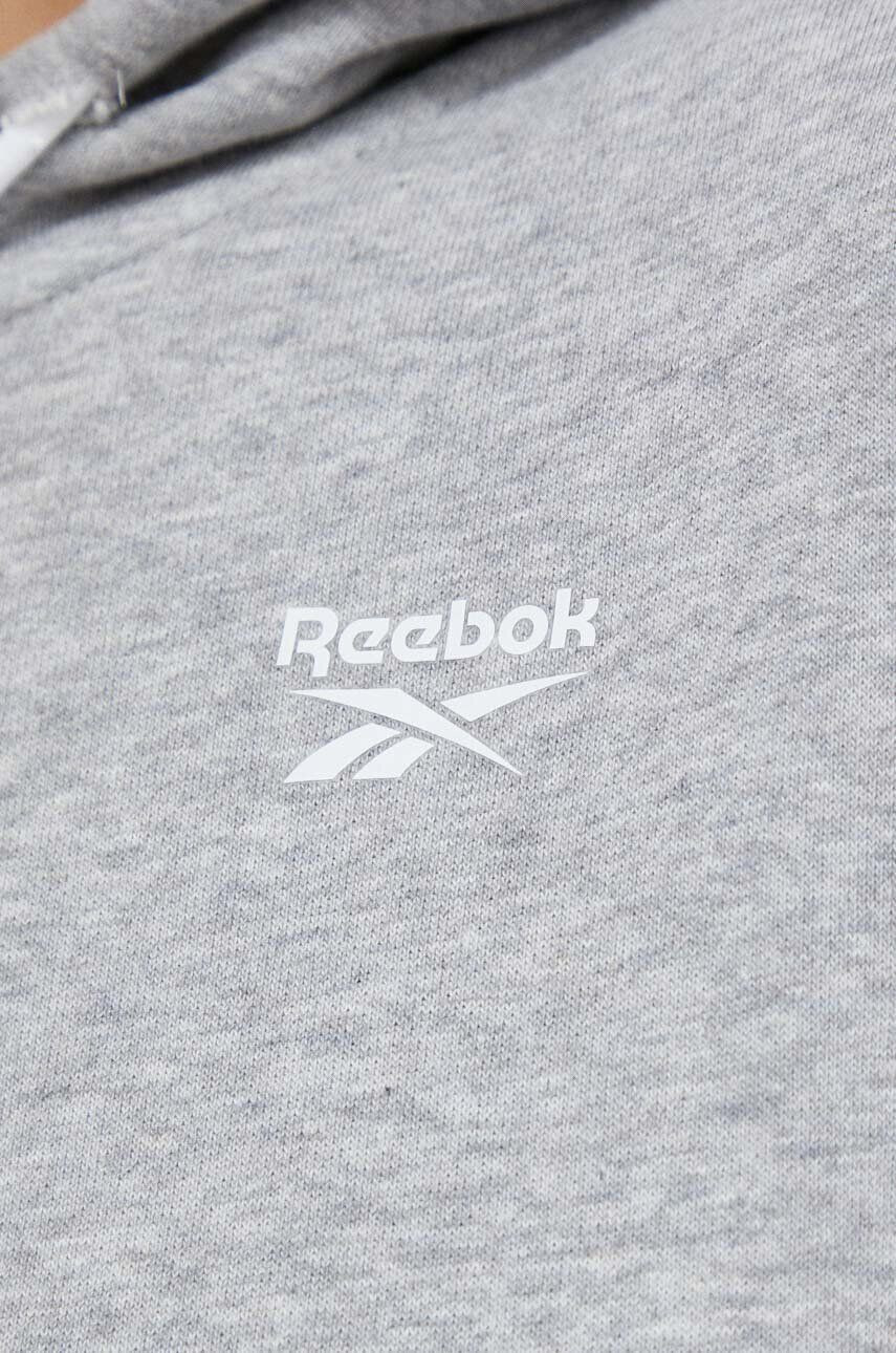 Reebok Pulover ženska siva barva s kapuco - Pepit.si