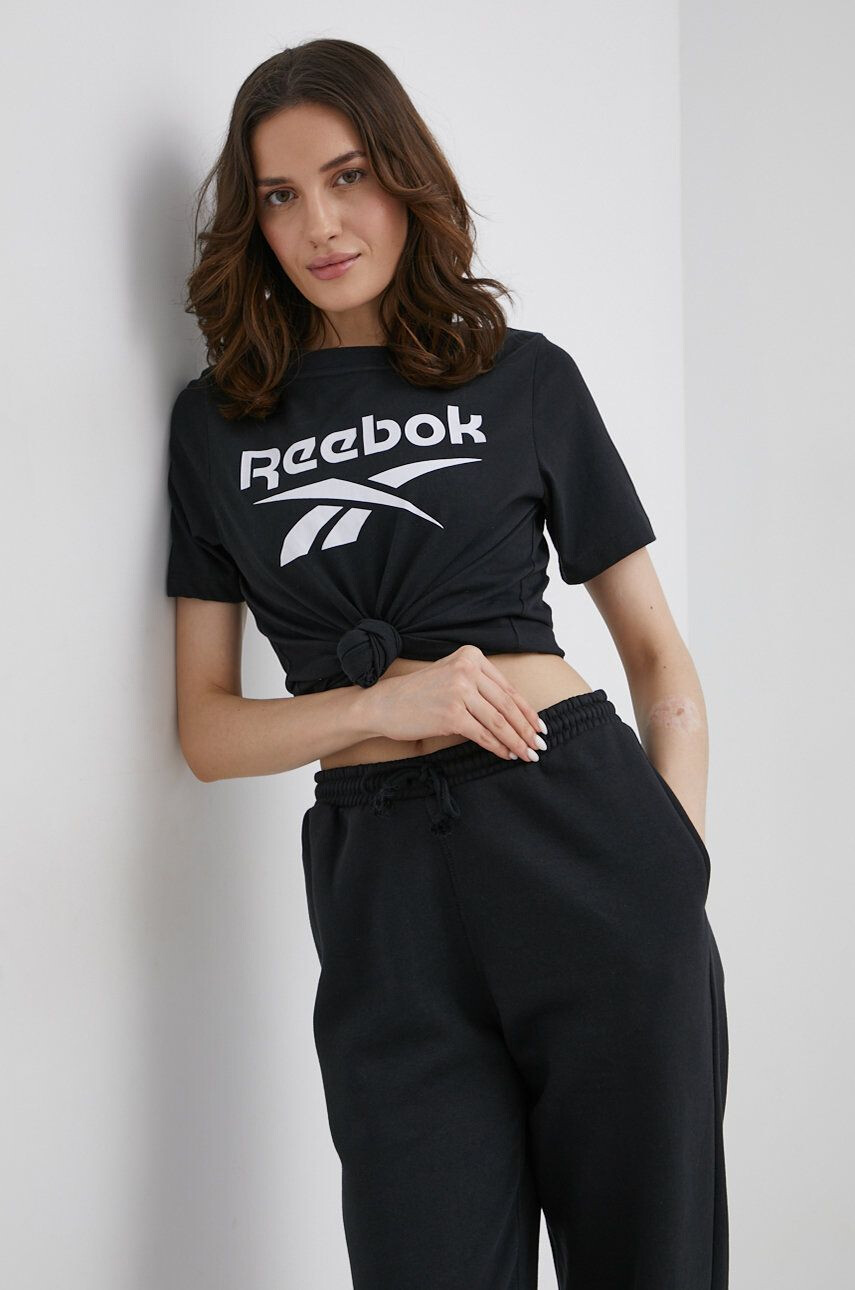 Reebok T-shirt ženski črna barva - Pepit.si