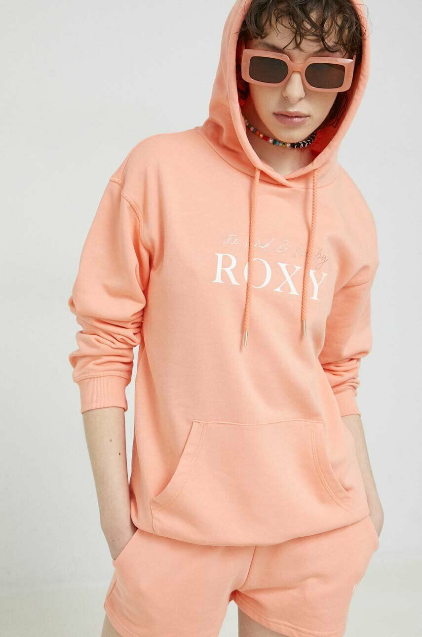 Roxy Bluza ženska roza barva s kapuco - Pepit.si