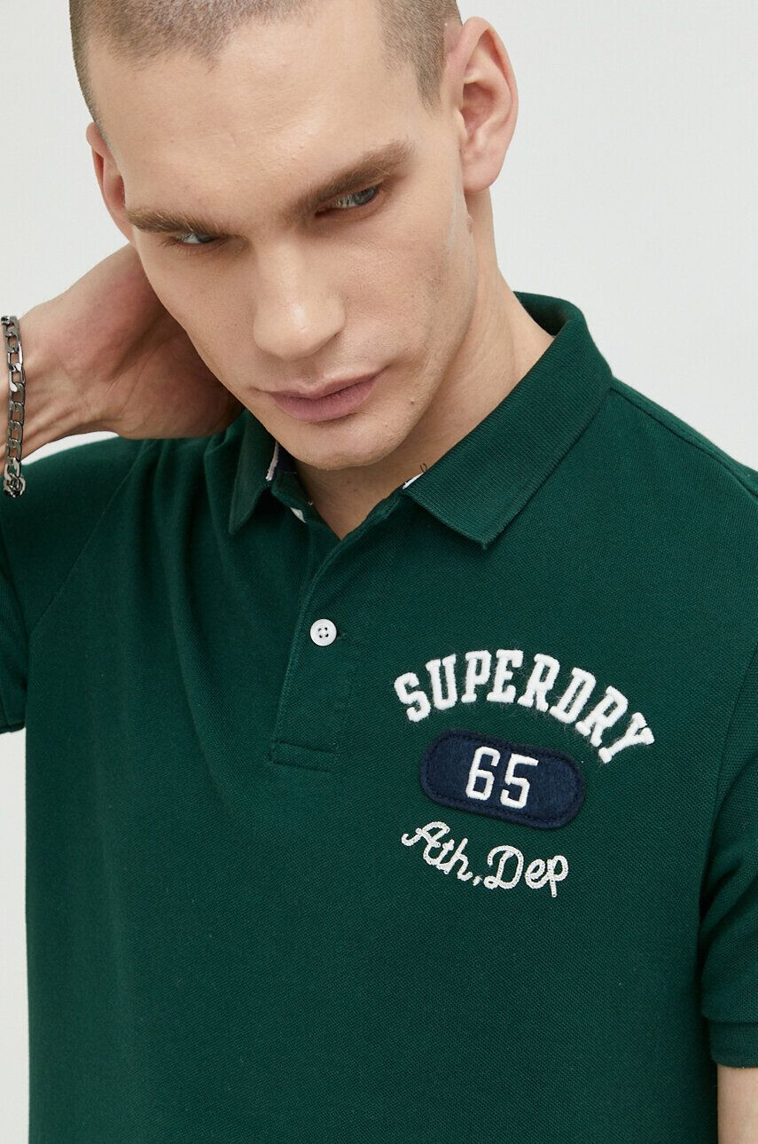 Superdry Bombažen polo zelena barva - Pepit.si