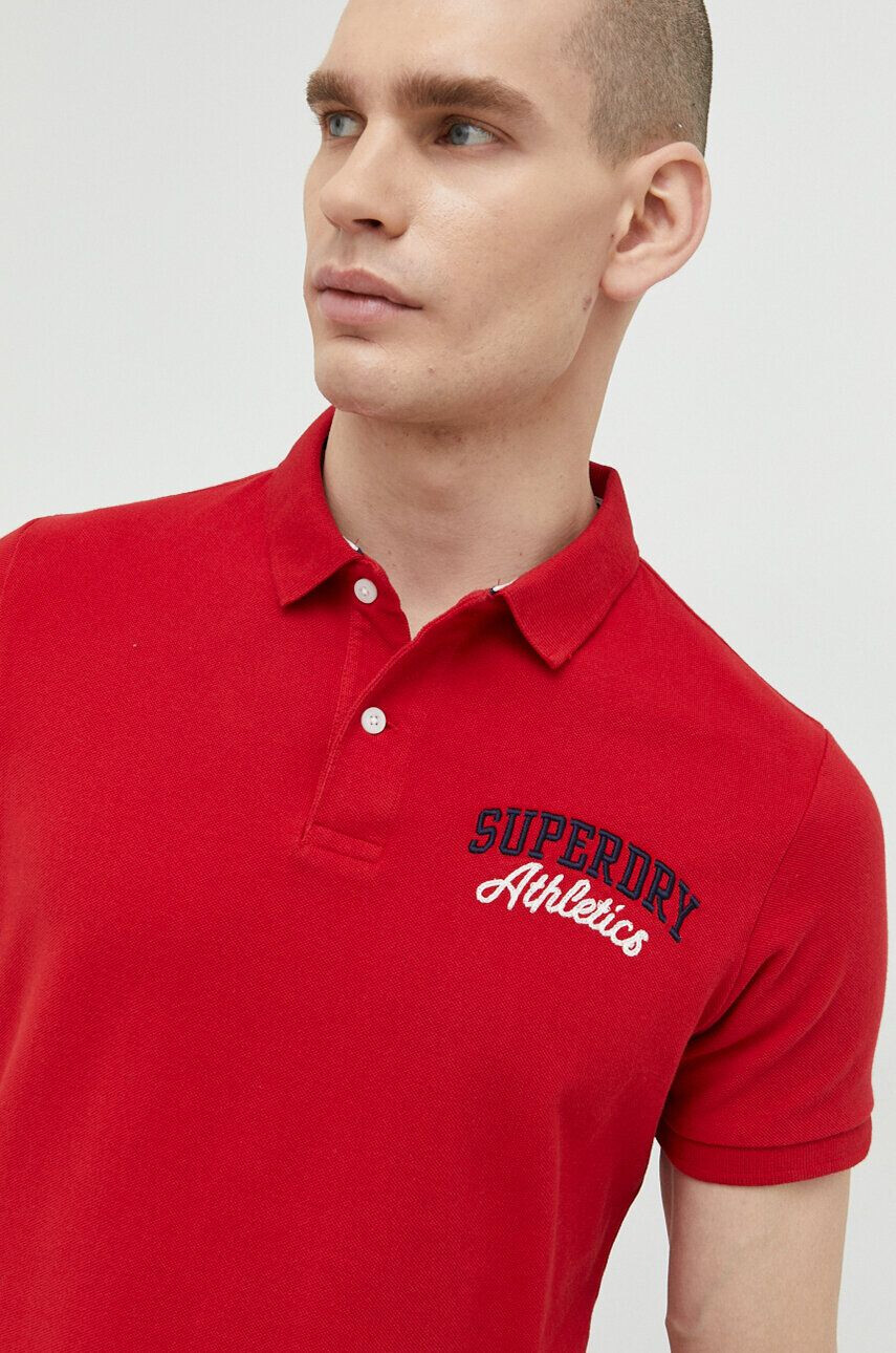 Superdry Bombažen polo rdeča barva - Pepit.si