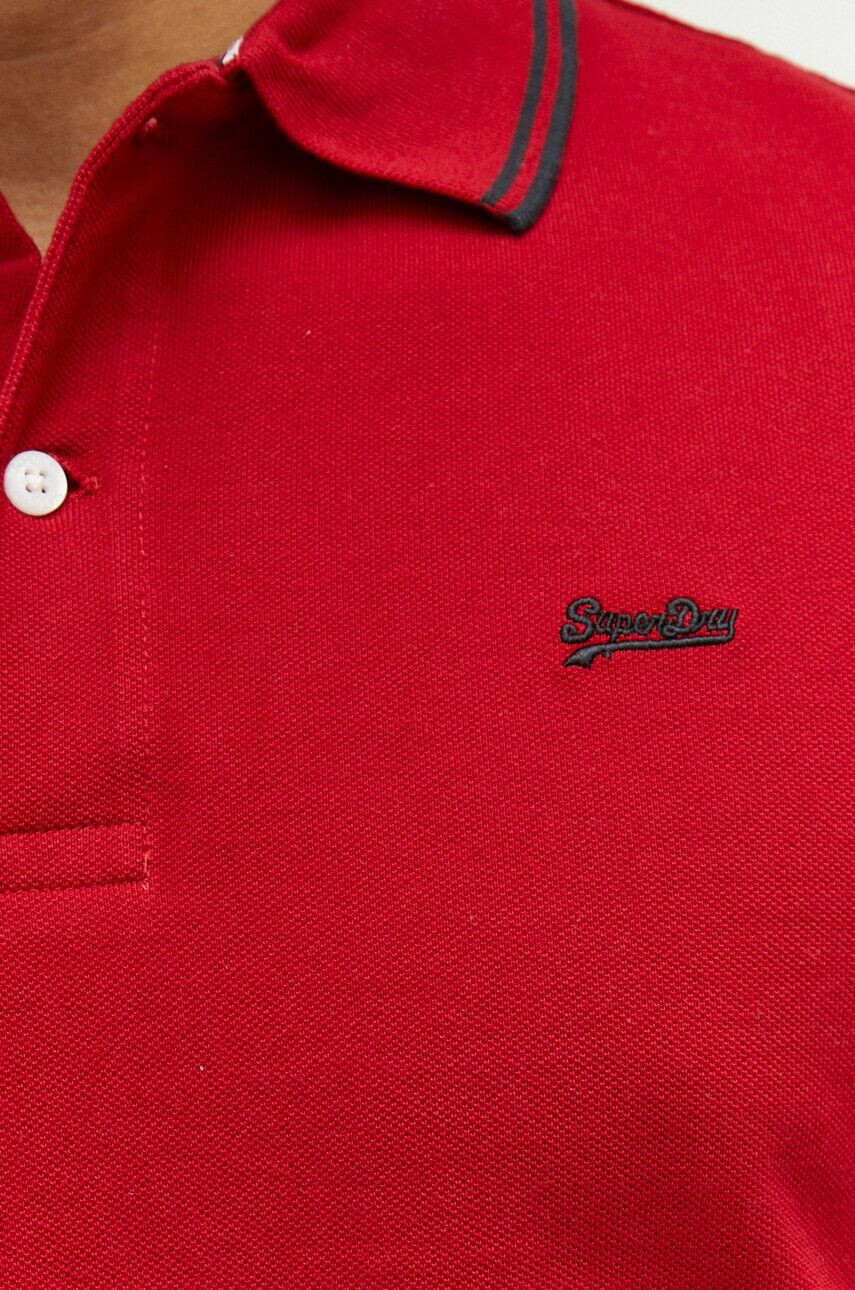 Superdry Bombažen polo bordo barva - Pepit.si