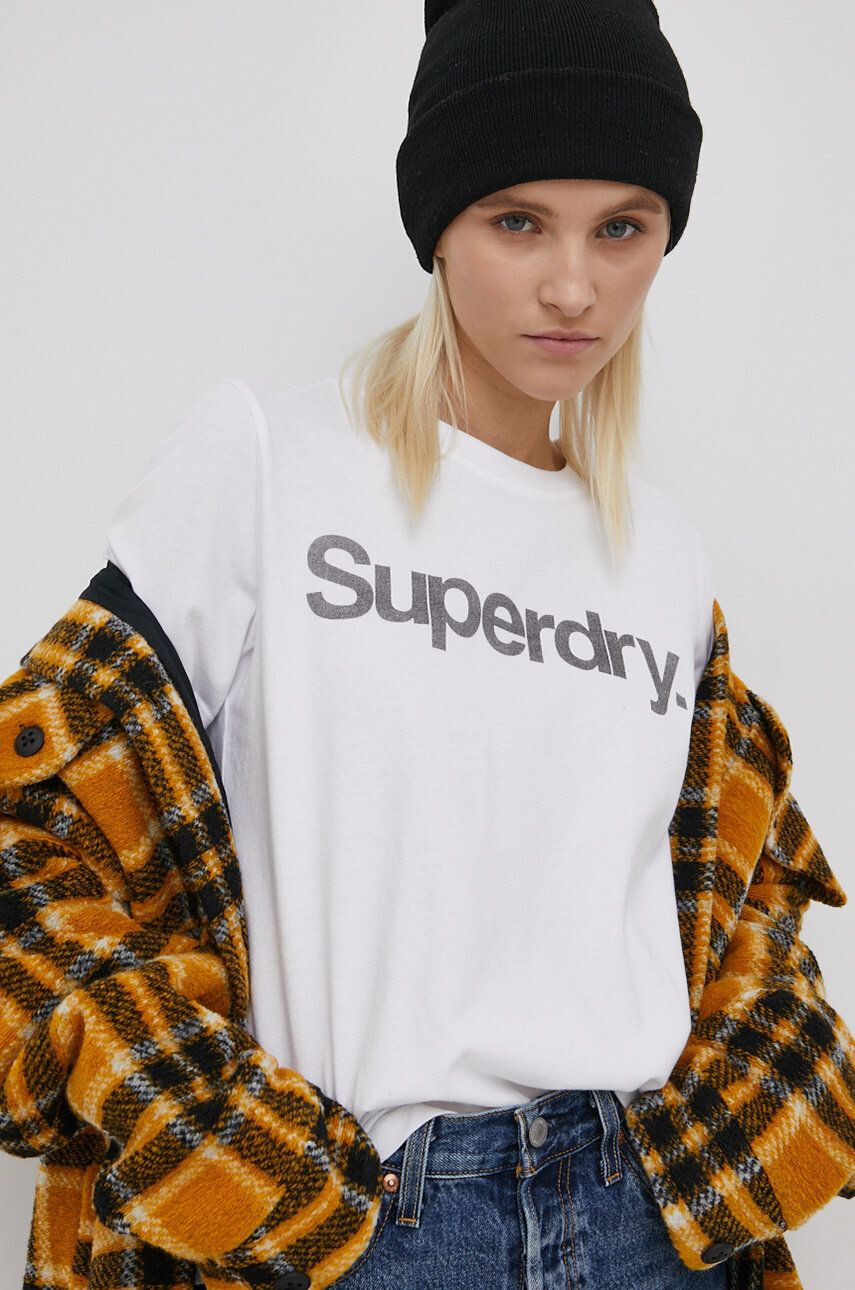 Superdry Bombažen t-shirt bela barva - Pepit.si