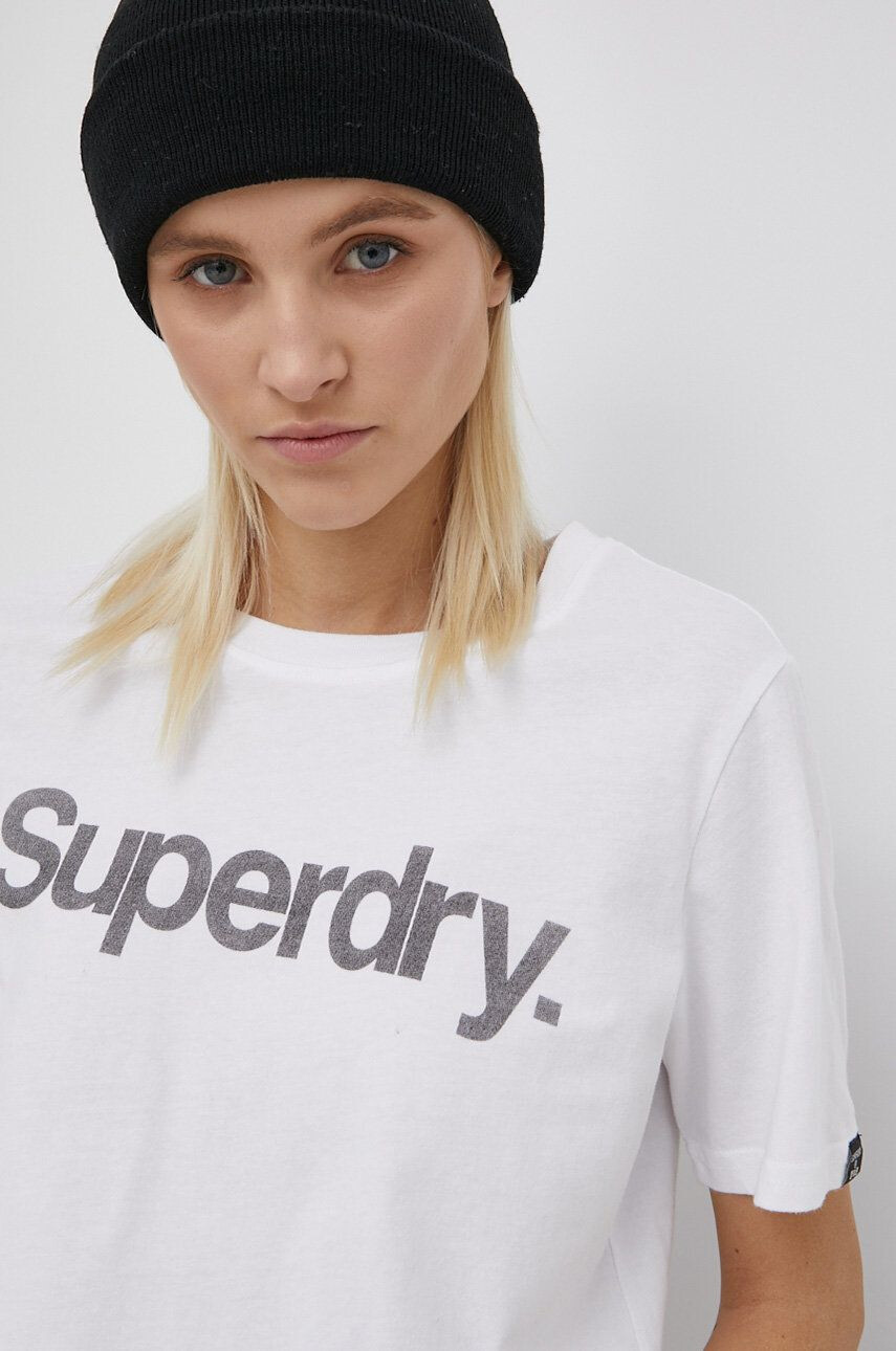 Superdry Bombažen t-shirt bela barva - Pepit.si