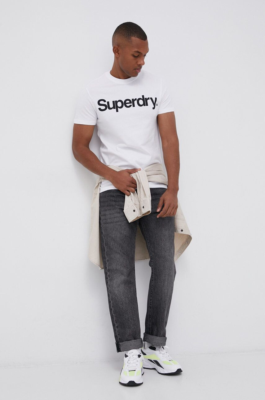 Superdry Bombažen t-shirt bela barva - Pepit.si