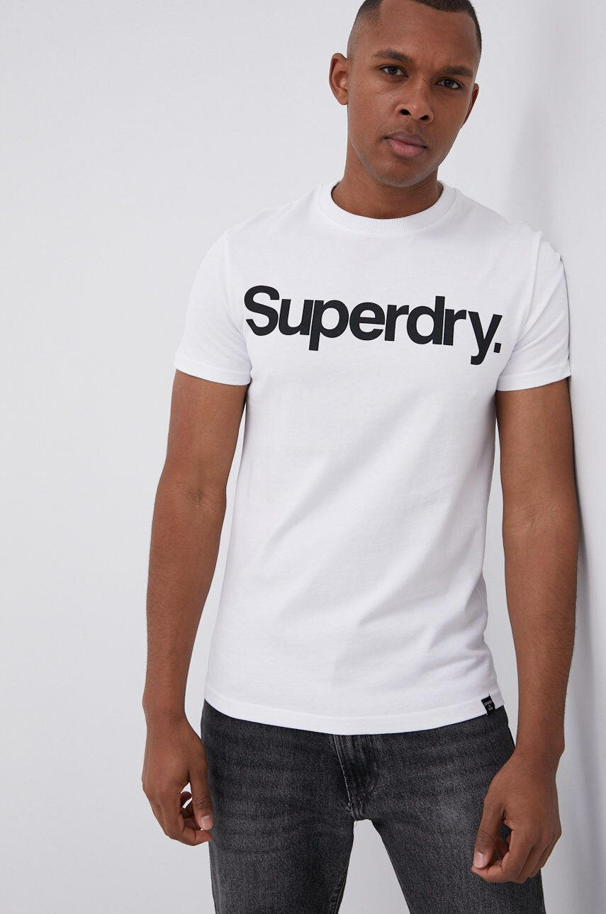 Superdry Bombažen t-shirt bela barva - Pepit.si