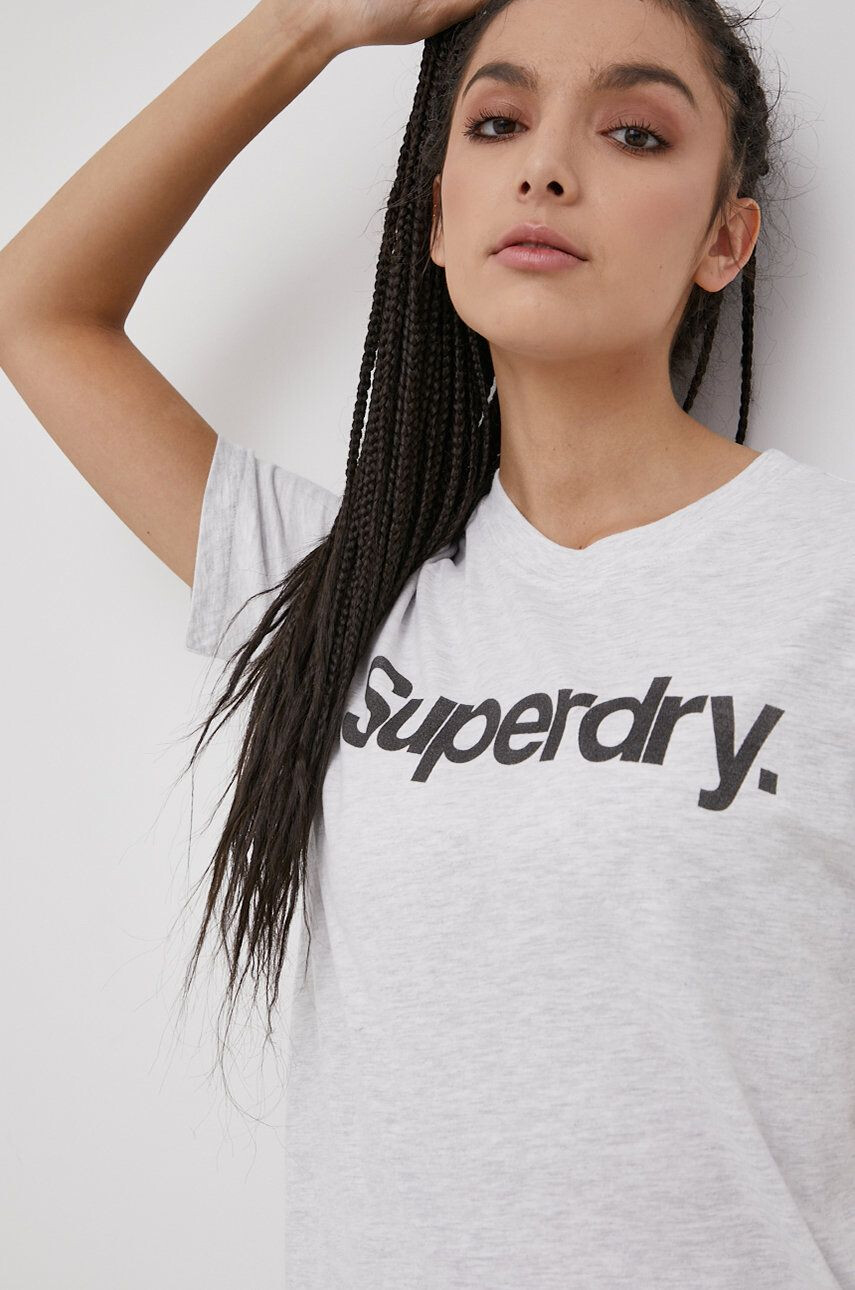 Superdry T-shirt siva barva - Pepit.si