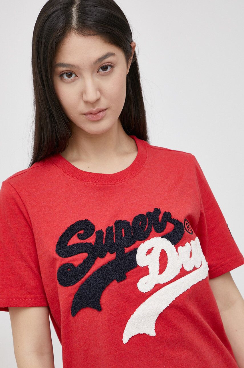 Superdry T-shirt ženski rdeča barva - Pepit.si