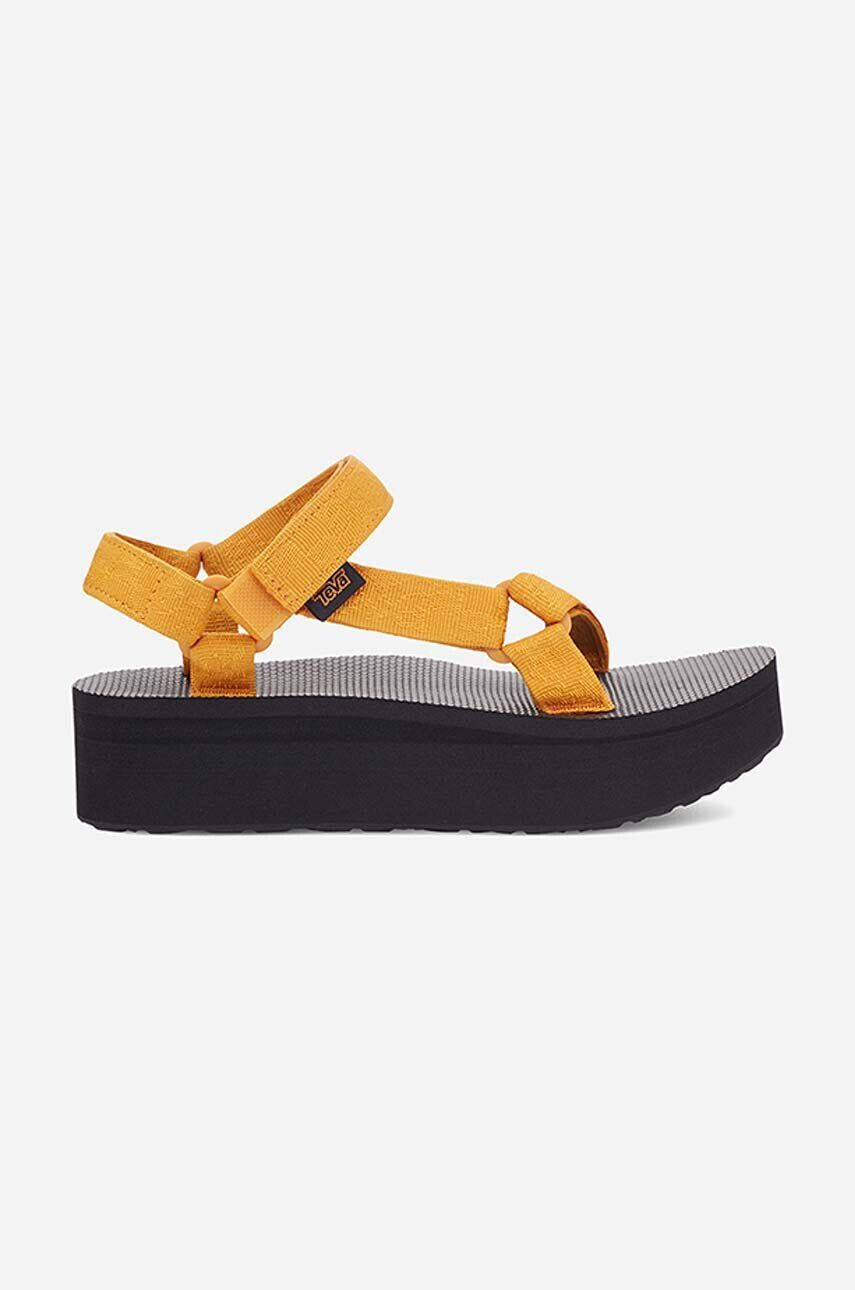 Teva Sandali Flatform Universal Vegan ženski rumena barva - Pepit.si