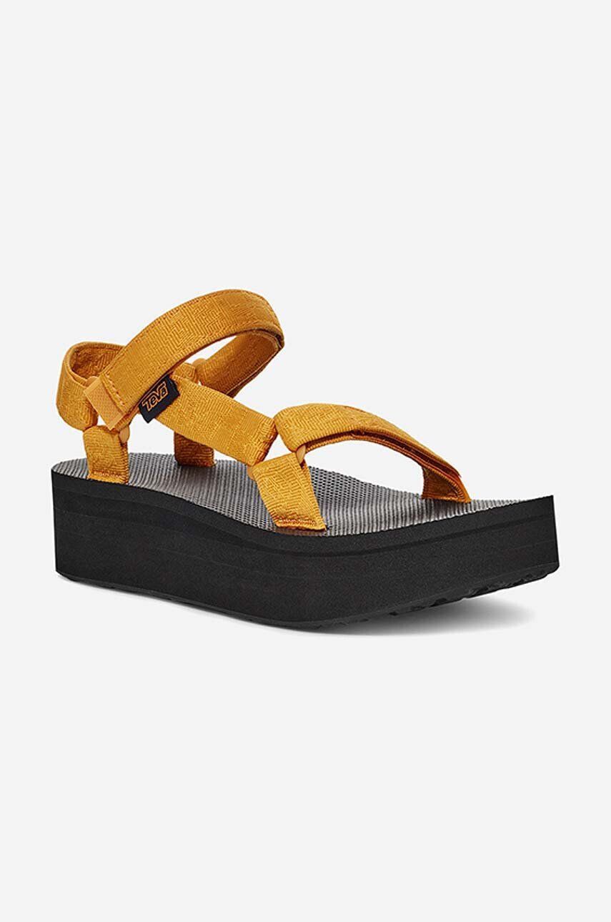 Teva Sandali Flatform Universal Vegan ženski rumena barva - Pepit.si