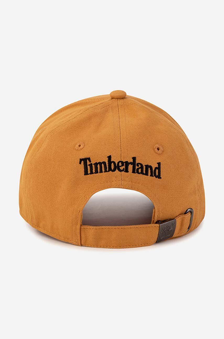 Timberland Otroška bombažna kapa rumena barva - Pepit.si