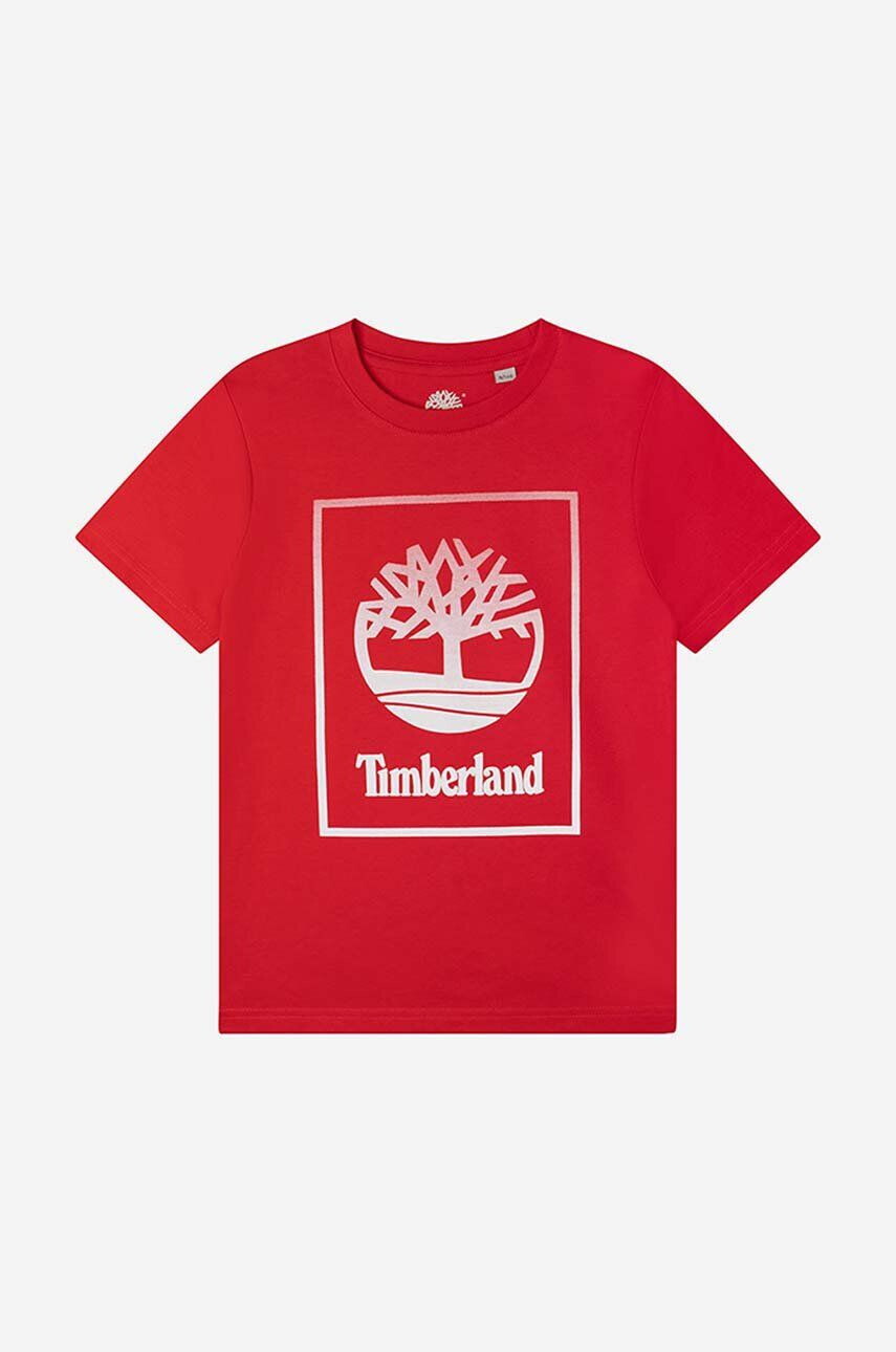 Timberland Otroška bombažna kratka majica Short Sleeves Tee-shirt rdeča barva - Pepit.si