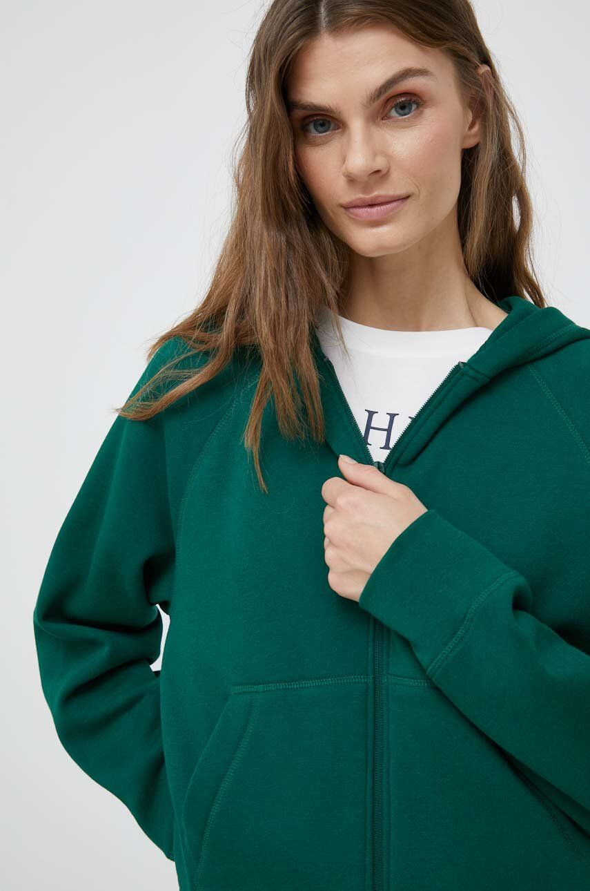 Tommy Hilfiger Bluza ženska zelena barva s kapuco - Pepit.si