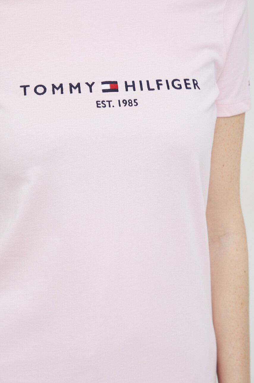 Tommy Hilfiger Bombažna kratka majica roza barva - Pepit.si