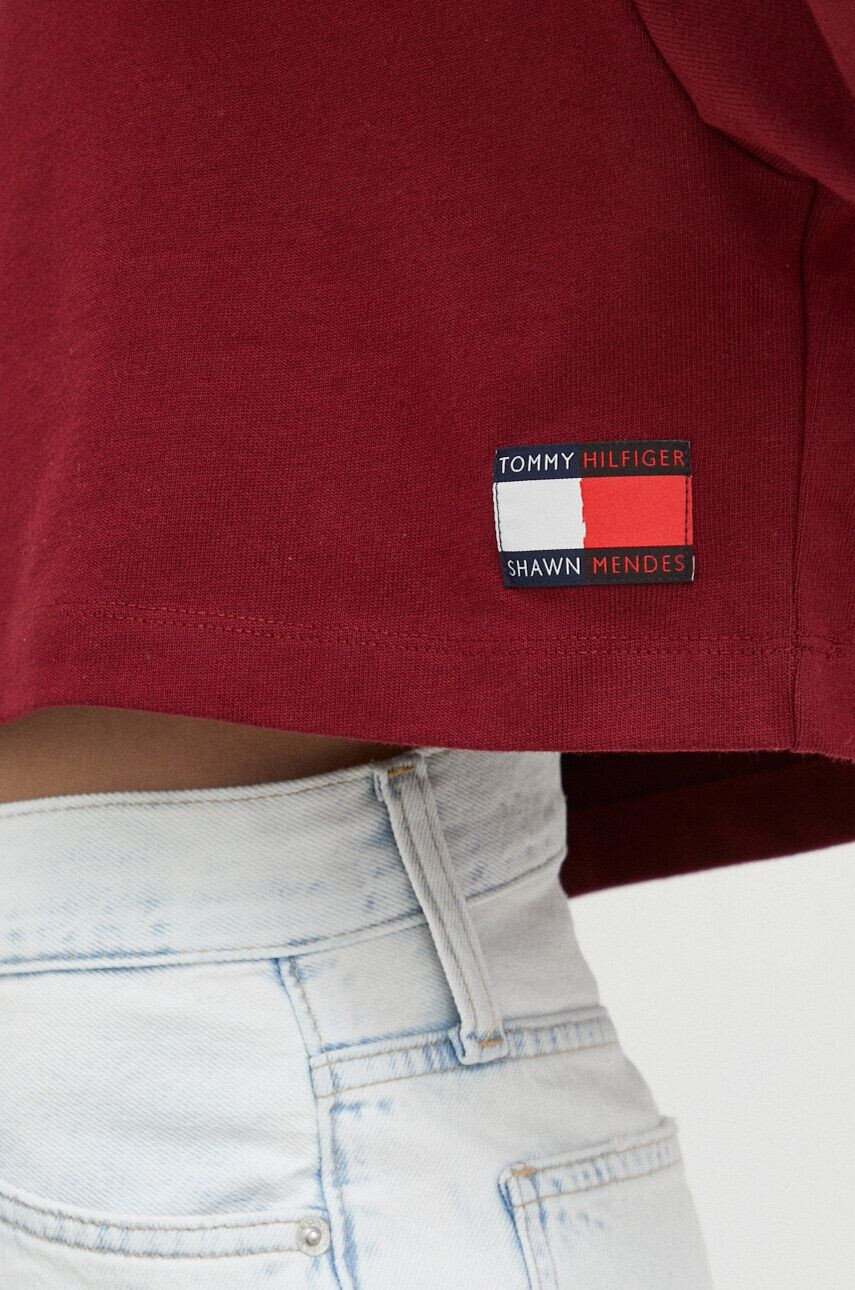 Tommy Hilfiger Bombažna kratka majica bordo barva - Pepit.si