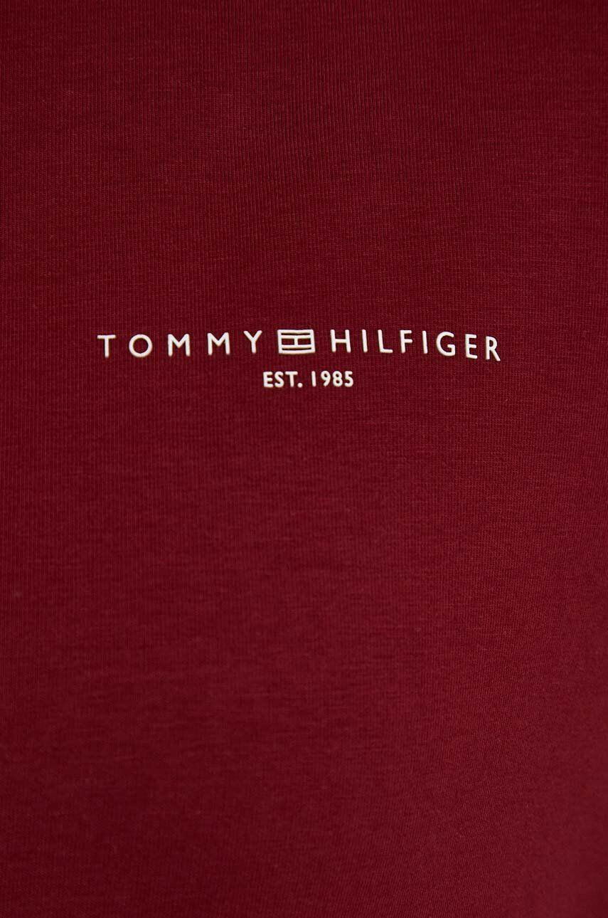 Tommy Hilfiger Majica z dolgimi rokavi ženski bordo barva - Pepit.si