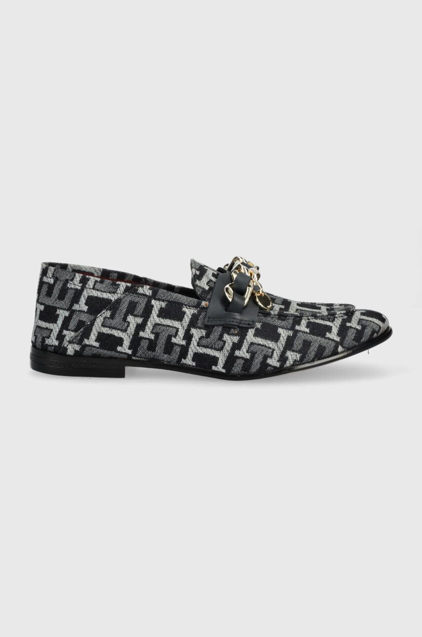 Tommy Hilfiger Mokasini CHAIN LOAFER DENIM ženski mornarsko modra barva - Pepit.si