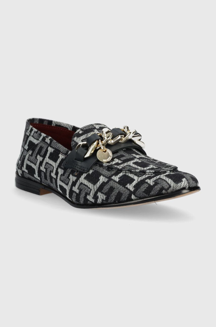 Tommy Hilfiger Mokasini CHAIN LOAFER DENIM ženski mornarsko modra barva - Pepit.si