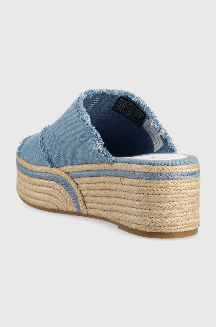 Tommy Hilfiger Natikači DENIM WEDGE FLATFORM ženski FW0FW07085 - Pepit.si