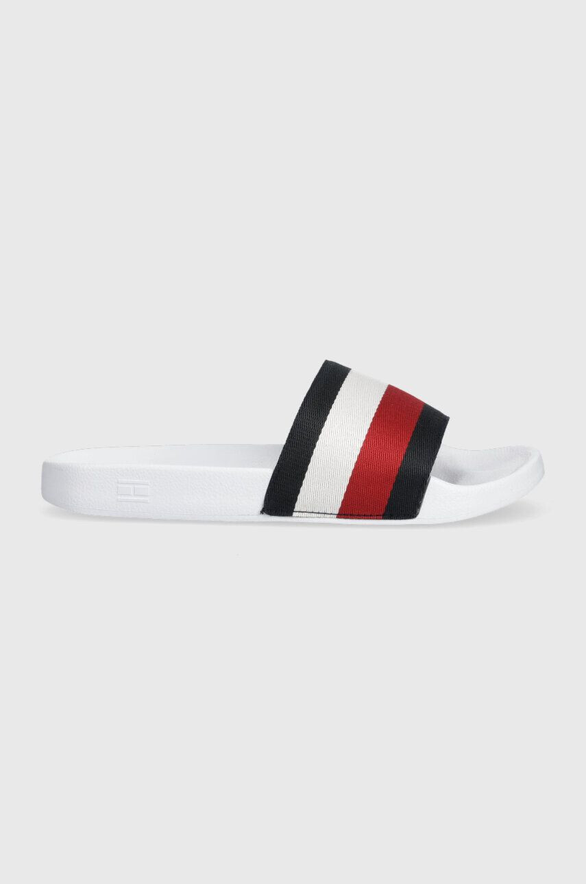 Tommy Hilfiger Natikači ESSENTIAL CORP SLIDE ženski bela barva FW0FW07256 - Pepit.si