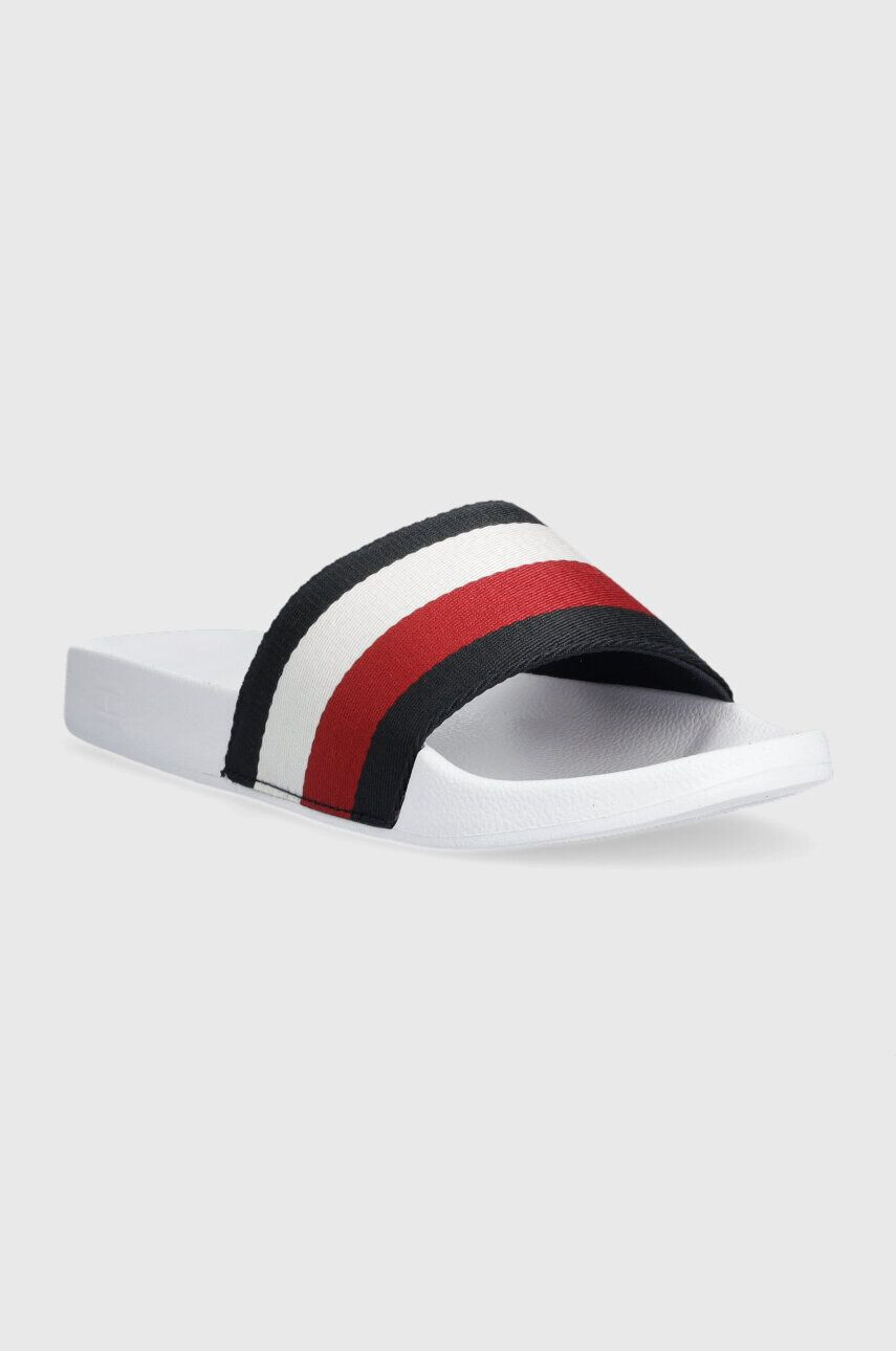 Tommy Hilfiger Natikači ESSENTIAL CORP SLIDE ženski bela barva FW0FW07256 - Pepit.si