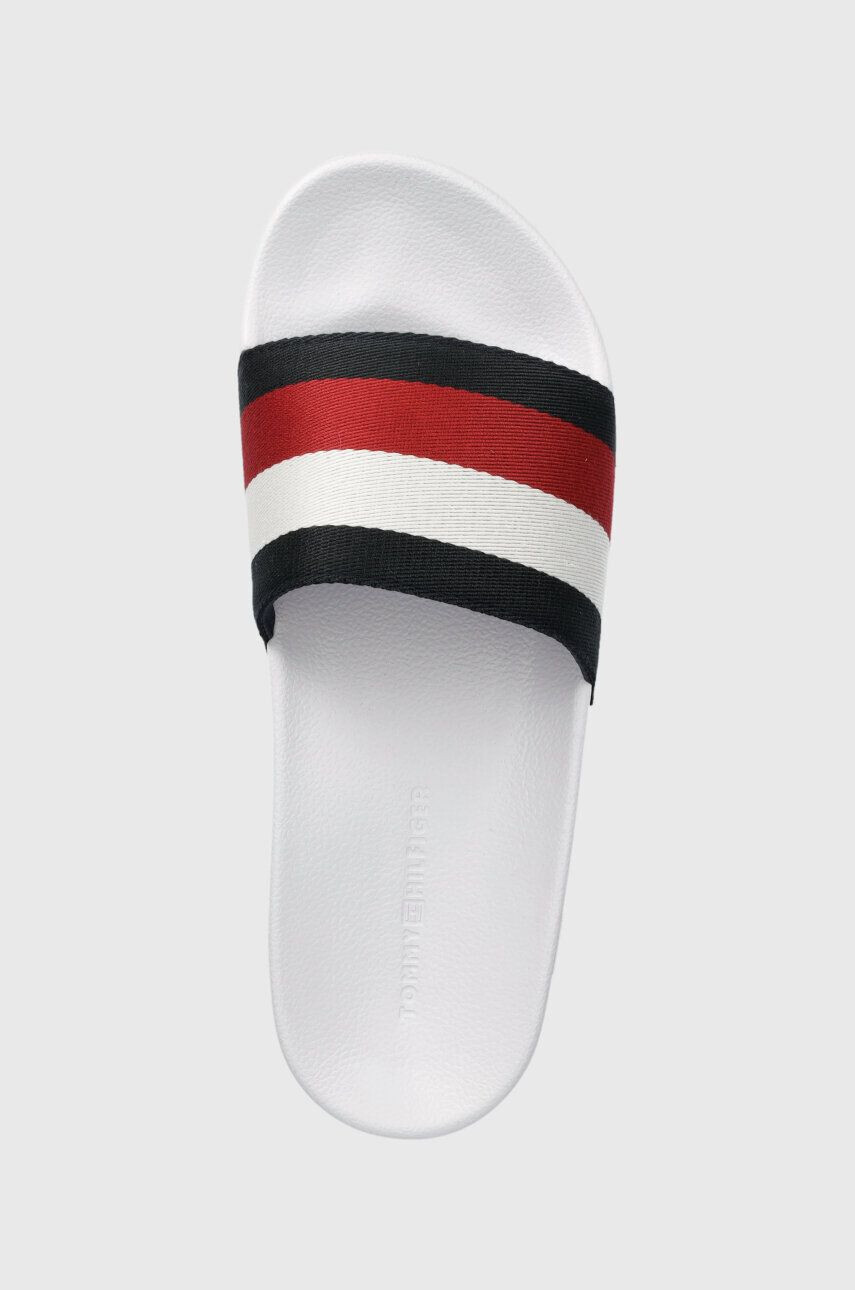 Tommy Hilfiger Natikači ESSENTIAL CORP SLIDE ženski bela barva FW0FW07256 - Pepit.si