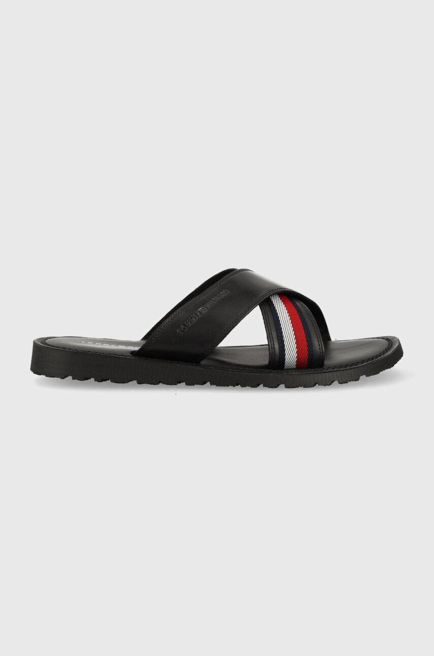 Tommy Hilfiger Natikači HILFIGER CRISS CROSS SANDAL moški črna barva FM0FM04457 - Pepit.si