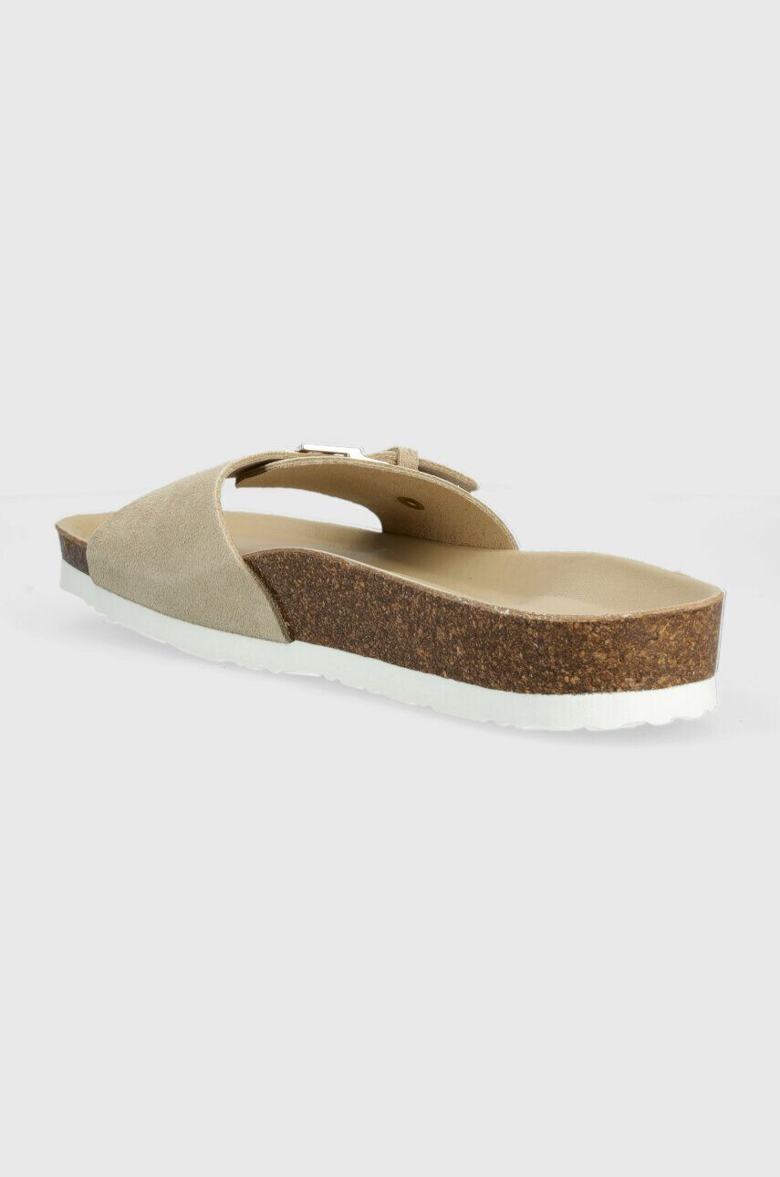 Tommy Hilfiger Natikači iz semiša TH MULE SANDAL SUEDE ženski bež barva FW0FW07071 - Pepit.si