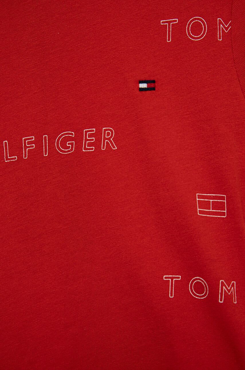 Tommy Hilfiger Otroška bombažna kratka majica rdeča barva - Pepit.si