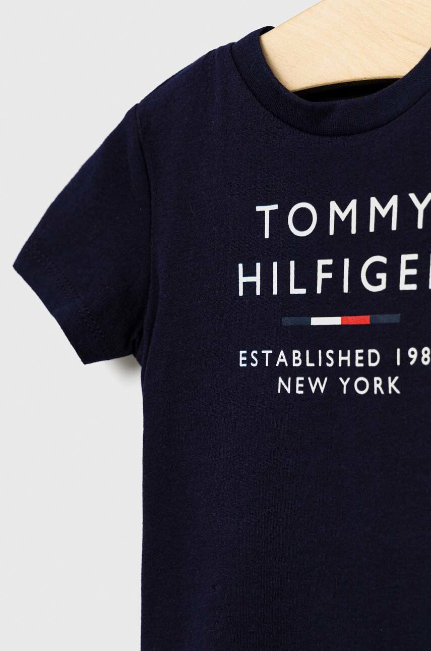 Tommy Hilfiger Otroška bombažna kratka majica mornarsko modra barva - Pepit.si