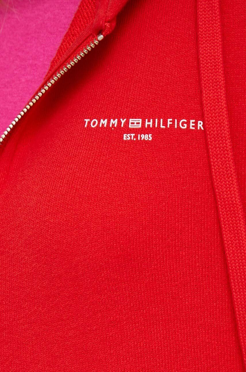 Tommy Hilfiger Pulover ženska rdeča barva s kapuco - Pepit.si