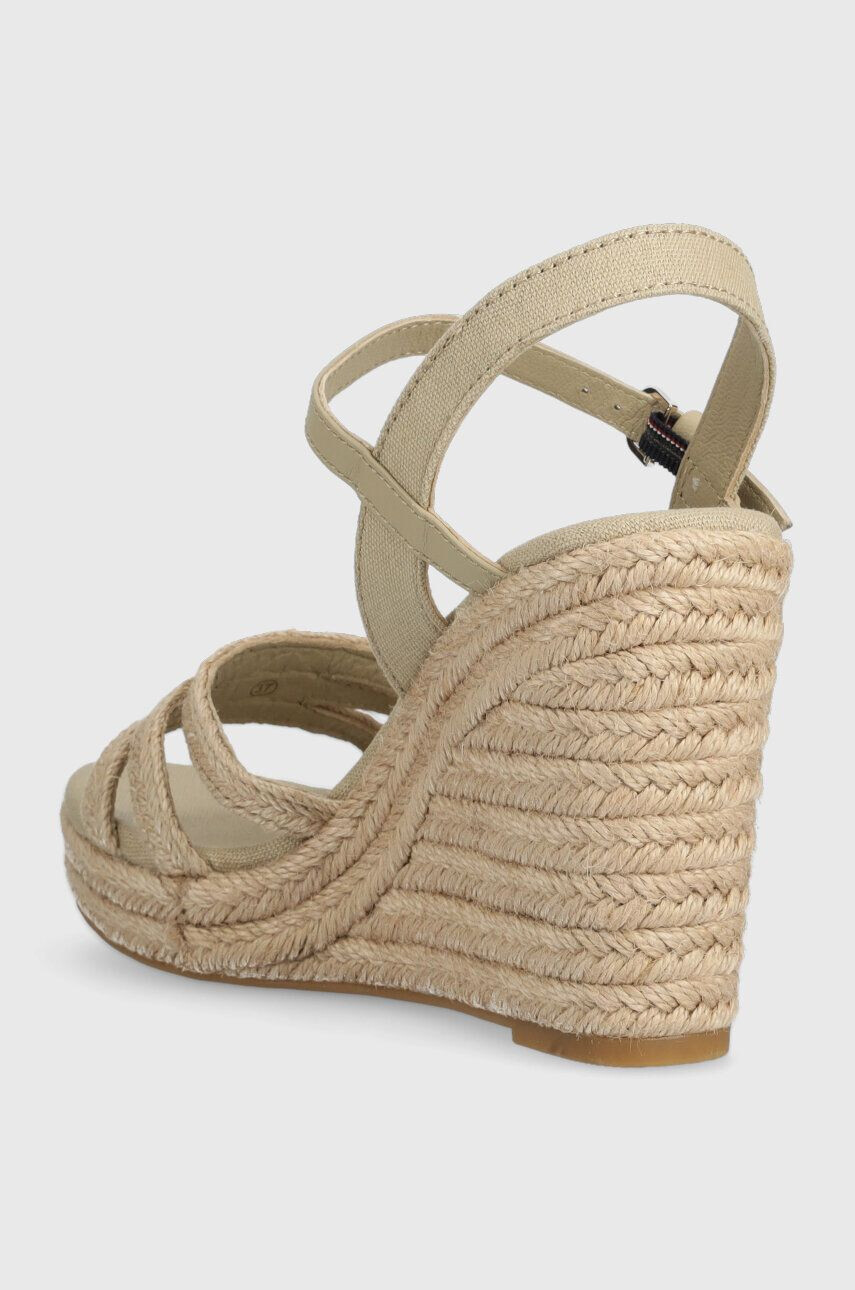 Tommy Hilfiger Sandali ESSENTIAL BASIC WEDGE SANDAL ženski bež barva FW0FW07220 - Pepit.si