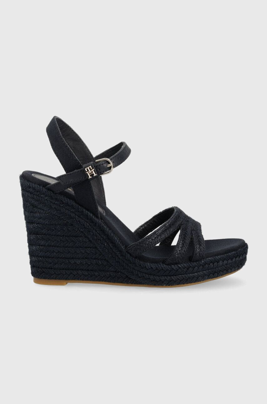 Tommy Hilfiger Sandali ESSENTIAL BASIC WEDGE SANDAL ženski mornarsko modra barva FW0FW07220 - Pepit.si