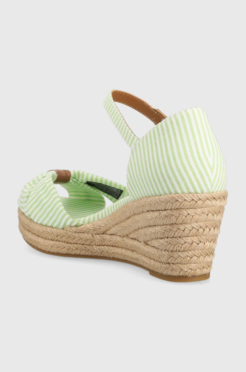 Tommy Hilfiger Sandali HIGH WEDGE SEERSUCKER ženski zelena barva FW0FW07158 - Pepit.si