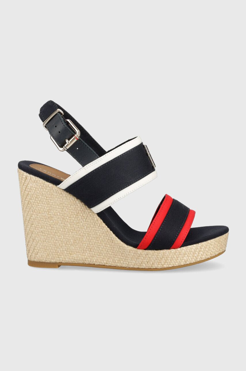 Tommy Hilfiger Sandali RWB FEMININE WEDGE ženski mornarsko modra barva - Pepit.si