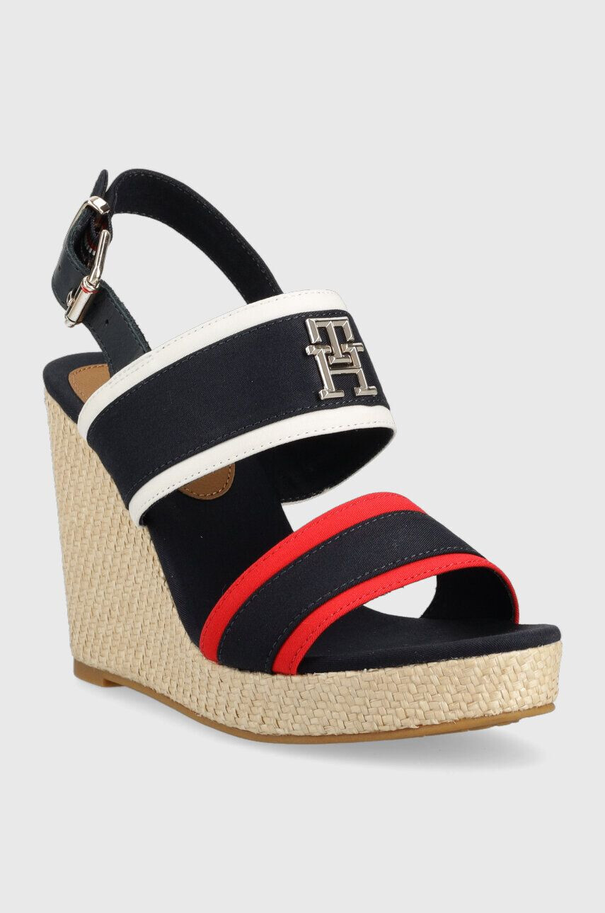 Tommy Hilfiger Sandali RWB FEMININE WEDGE ženski mornarsko modra barva - Pepit.si