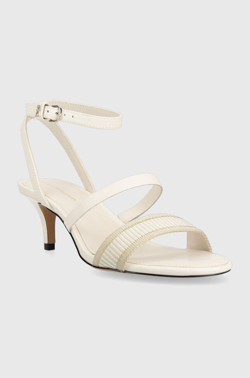 Tommy Hilfiger Sandali WEBBING MID HEEL bela barva FW0FW07276 - Pepit.si