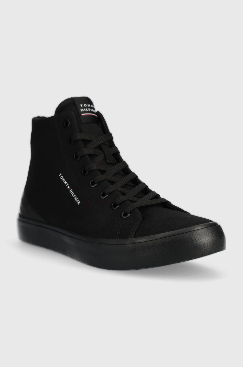 Tommy Hilfiger Superge TH HI VULC CORE CANVAS moške črna barva - Pepit.si