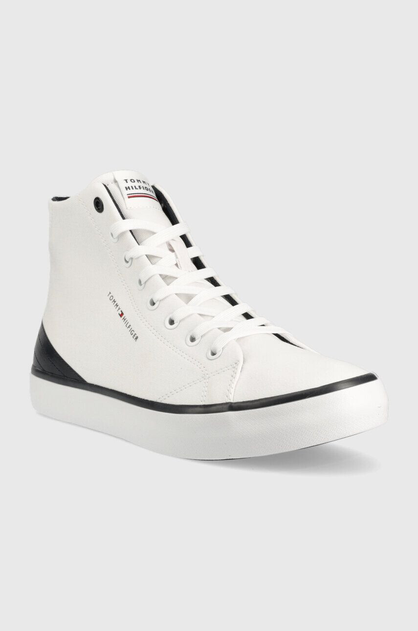 Tommy Hilfiger Superge TH HI VULC CORE CANVAS moške bela barva - Pepit.si