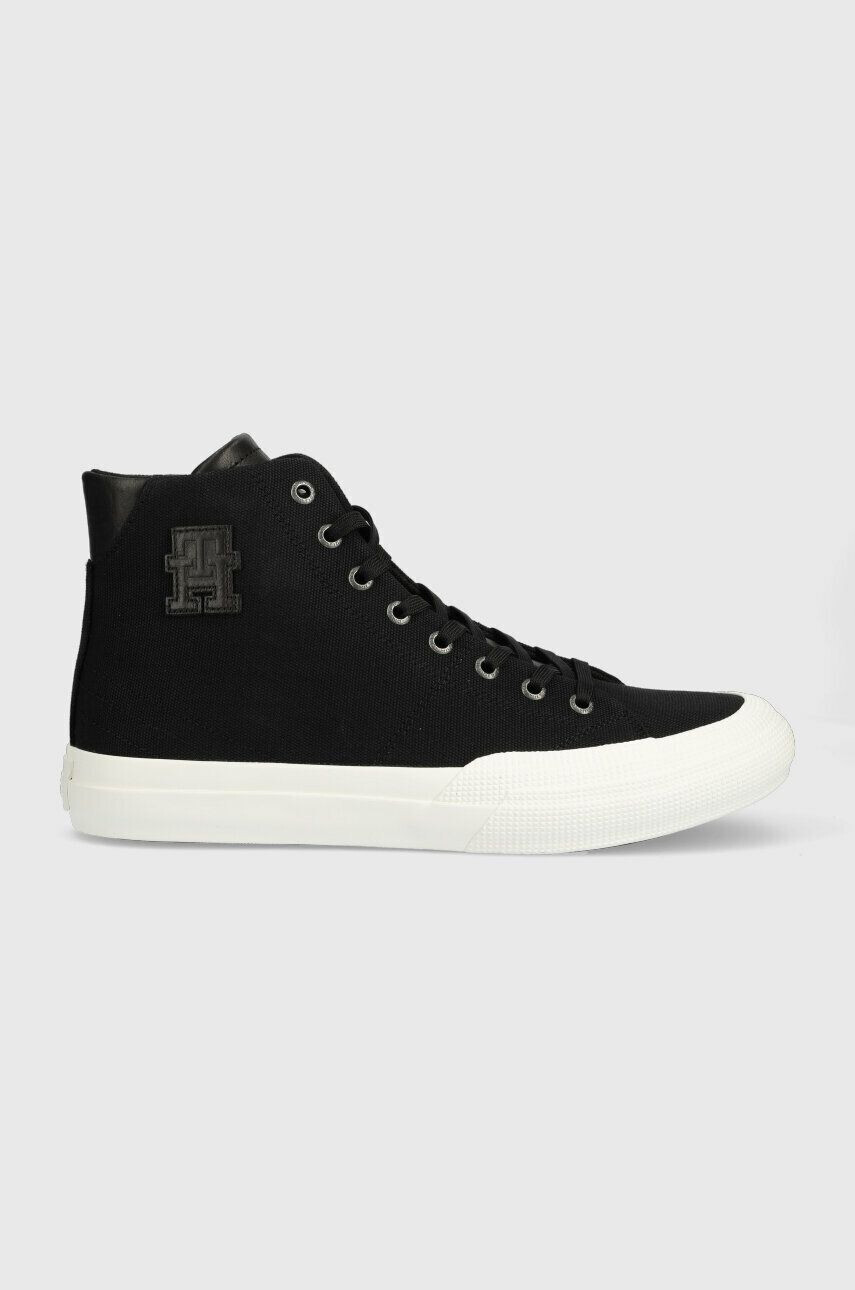 Tommy Hilfiger Superge TH HI VULC PREMIUM BANANATEX moške črna barva FM0FM04572 - Pepit.si