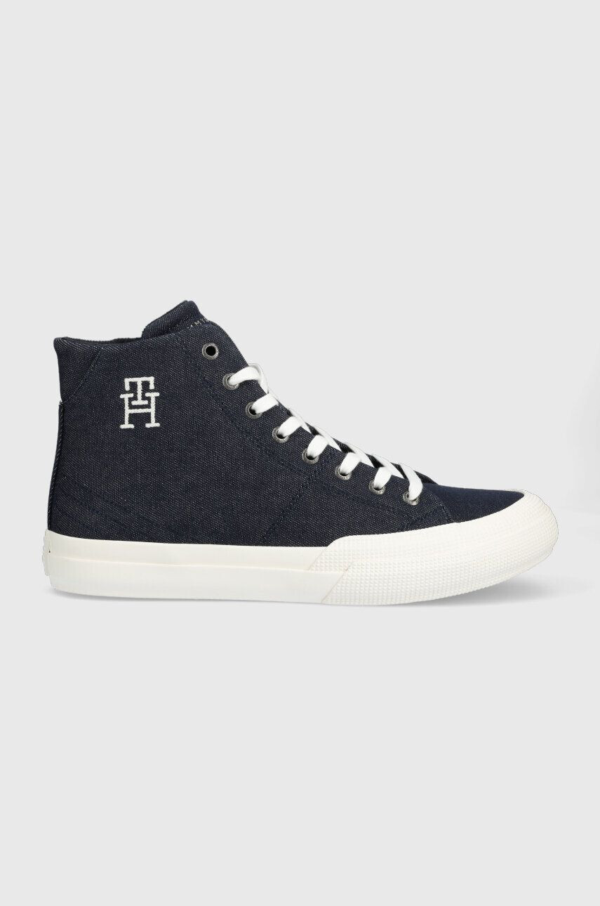 Tommy Hilfiger Superge TH HI VULC PREMIUM DENIM moške mornarsko modra barva - Pepit.si