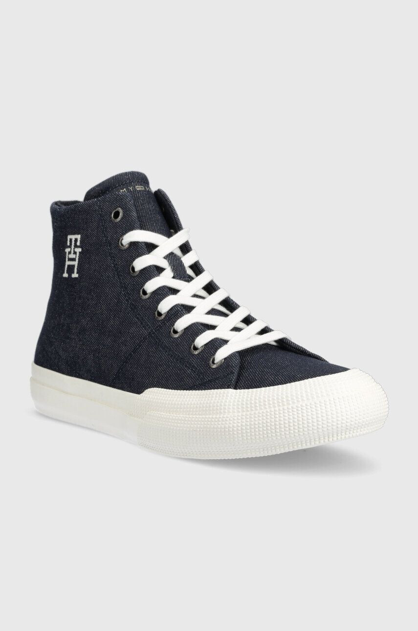 Tommy Hilfiger Superge TH HI VULC PREMIUM DENIM moške mornarsko modra barva - Pepit.si