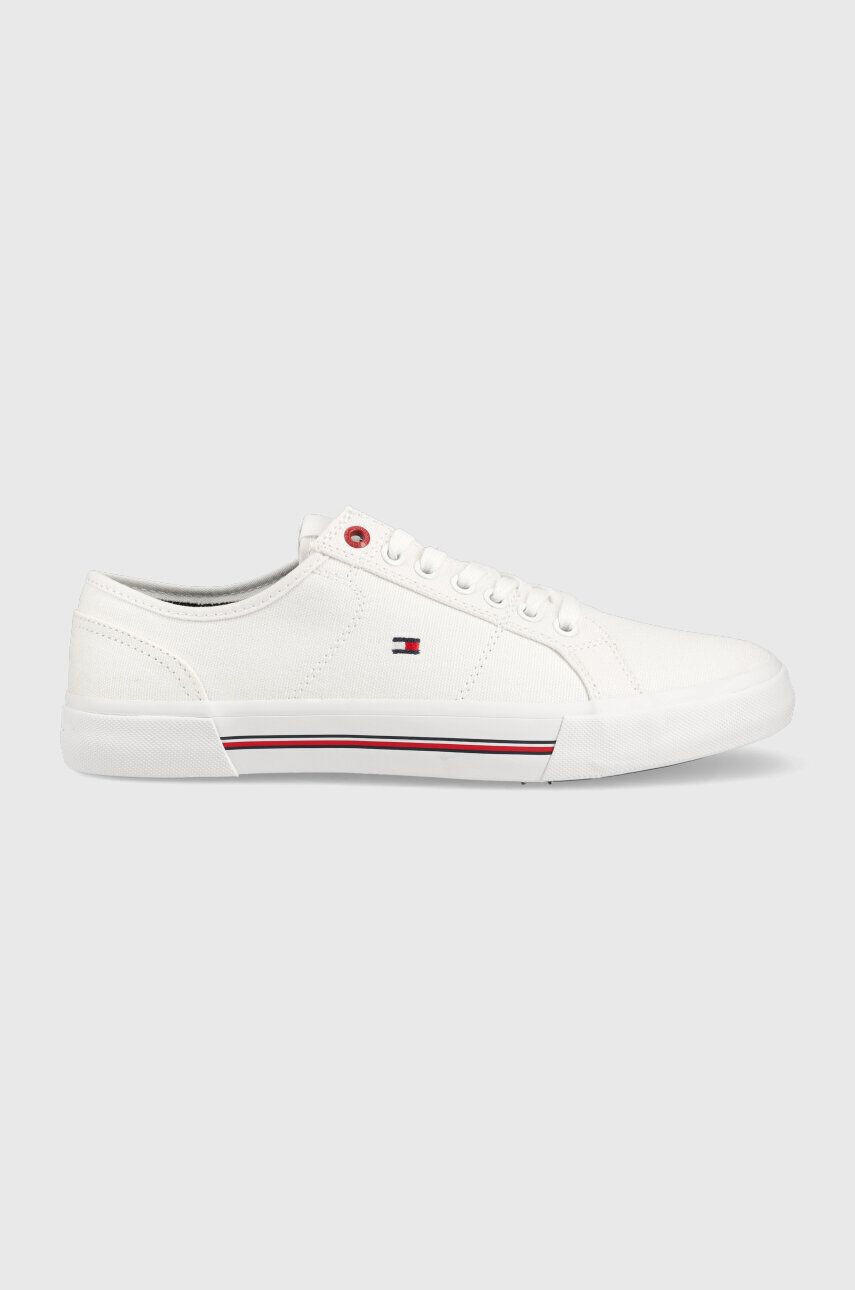 Tommy Hilfiger Teniske CORE CORPORATE VULC CANVAS moške bela barva - Pepit.si