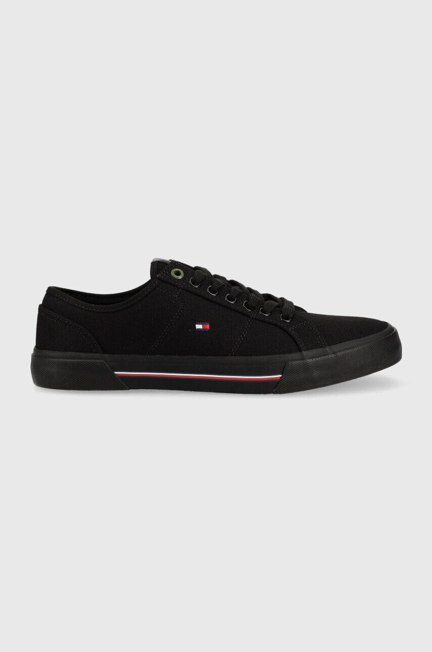 Tommy Hilfiger Teniske CORE CORPORATE VULC CANVAS moške črna barva - Pepit.si