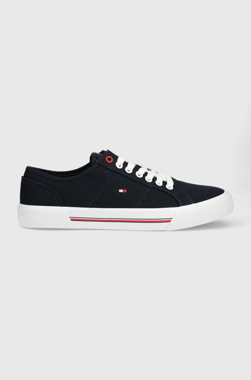 Tommy Hilfiger Teniske CORE CORPORATE VULC CANVAS moške mornarsko modra barva - Pepit.si