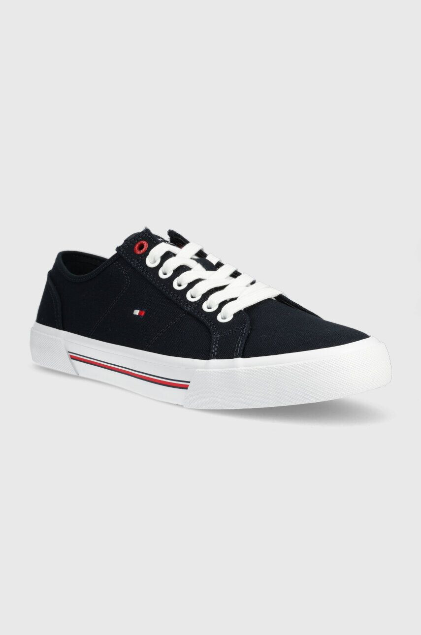 Tommy Hilfiger Teniske CORE CORPORATE VULC CANVAS moške mornarsko modra barva - Pepit.si