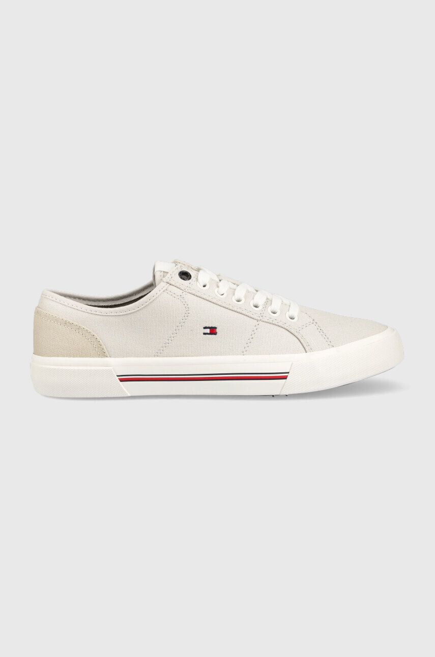 Tommy Hilfiger Teniske CORE CORPORATE VULC CANVAS moške siva barva - Pepit.si