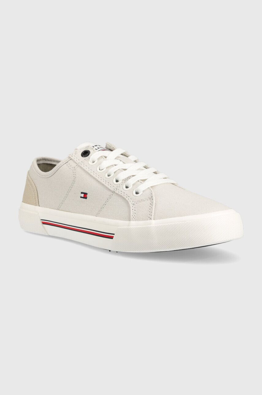 Tommy Hilfiger Teniske CORE CORPORATE VULC CANVAS moške siva barva - Pepit.si